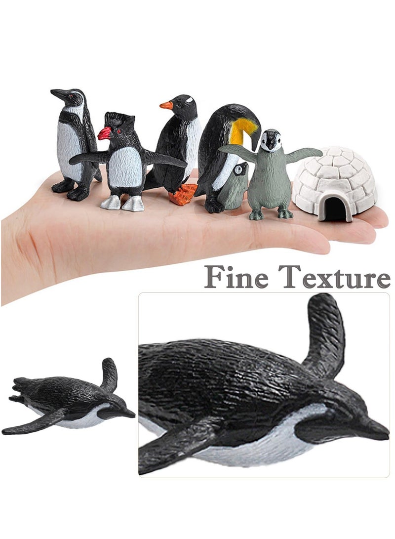 RAHAYM 11PCS Penguin Toys, Plastic Arctic Animal Penguin Figures for Kids, Realistic Polar Animals Figurines Set with Igloo Model, Cake Topper Winter Miniature Toys Decoration - Image 3