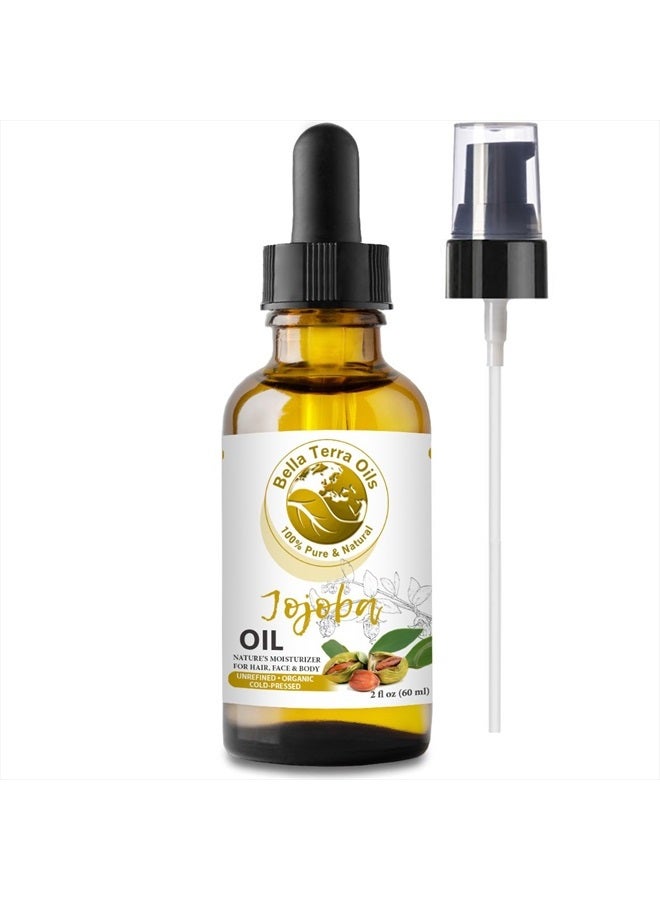 Bella Terra Oils Jojoba Oil. 4oz. 100% Pure. Cold-pressed. Unrefined. Organic. Chemical-free. Soothes Skin. Nourishes Hair. Natural Moisturizer for Hair, Skin, Nails, Beard, Stretch Marks - Image 1
