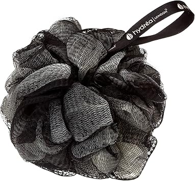 Hydrea London Hydrea London Shower Puff Exfoliating Body Scrubber for Men Women Cleansing Invigorating Luxury Shower Scrub UltraSoft Large Vegan Bath Scrunchie Triple Pack Black Cream  - Image 2