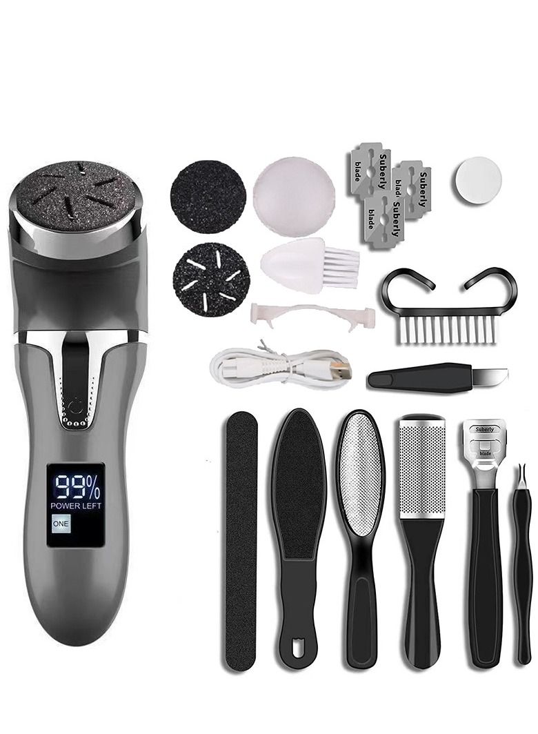 general Rechargeable Electric Foot Callus Remover, 3 Grinding Heads Portable Waterproof Foot File, Professional Pedicure Tools Feet Care for Dead, Hard Cracked Dry Skin-Black 1200mAh - Image 3