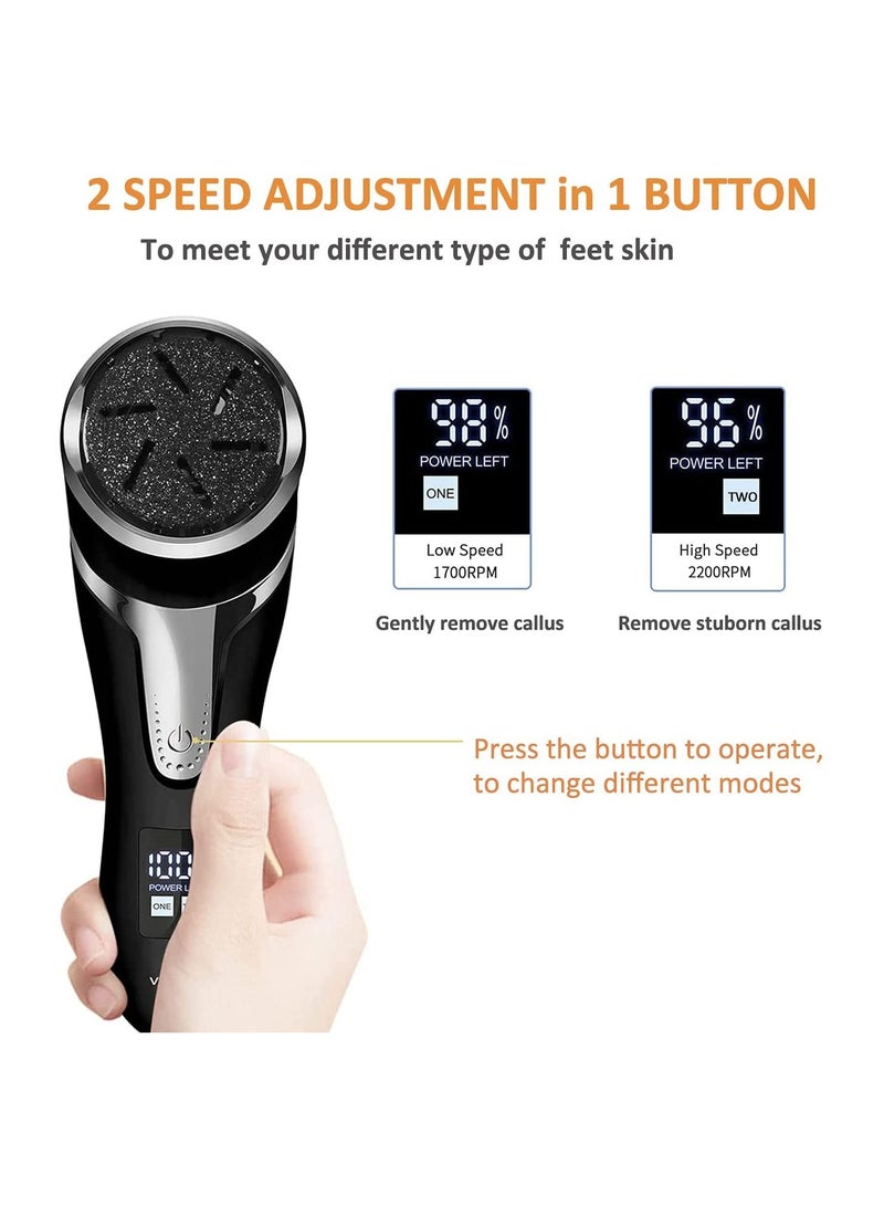 general Rechargeable Electric Foot Callus Remover, 3 Grinding Heads Portable Waterproof Foot File, Professional Pedicure Tools Feet Care for Dead, Hard Cracked Dry Skin-Black 1200mAh - Image 4