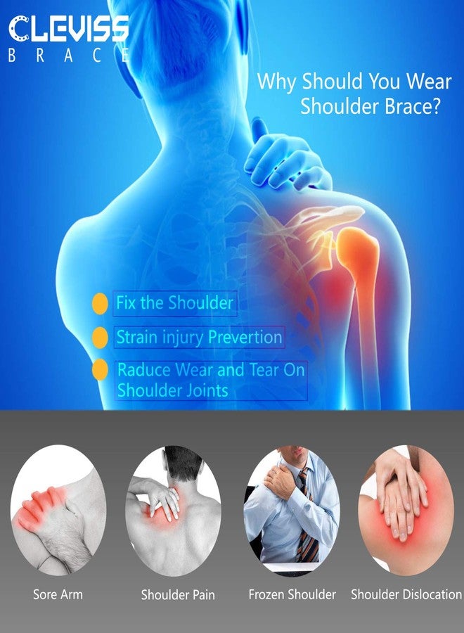 CLEVISS BRACE Shoulder Brace for Rotator Cuff - for Bursitis, Dislocated AC Joint, Labrum Tear, Tendonitis, Adjustable Neoprene Compression Support Sleeve for Men and Women (Black L-XL) - Image 5