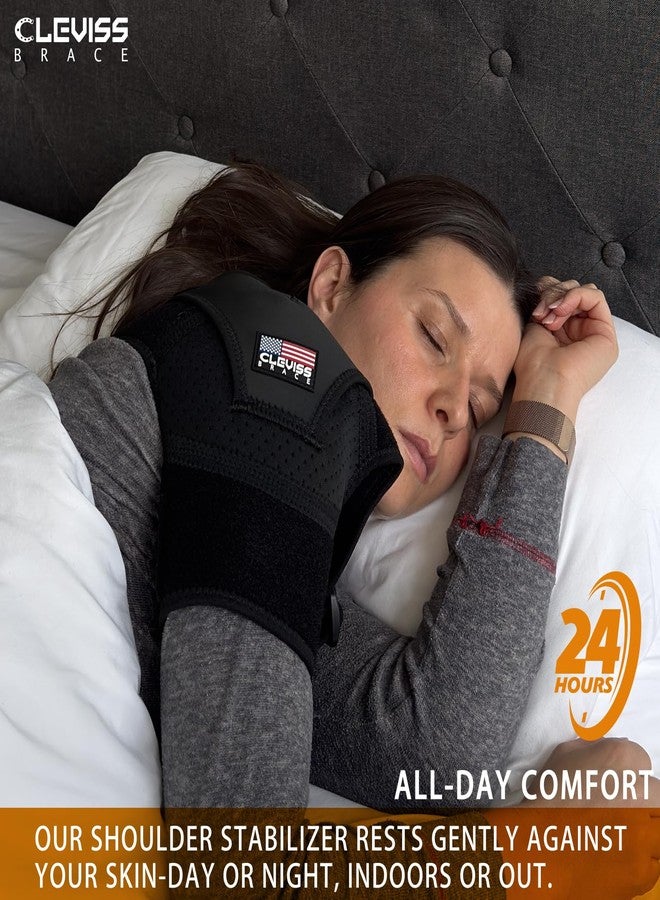 CLEVISS BRACE Shoulder Brace for Rotator Cuff - for Bursitis, Dislocated AC Joint, Labrum Tear, Tendonitis, Adjustable Neoprene Compression Support Sleeve for Men and Women (Black L-XL) - Image 3