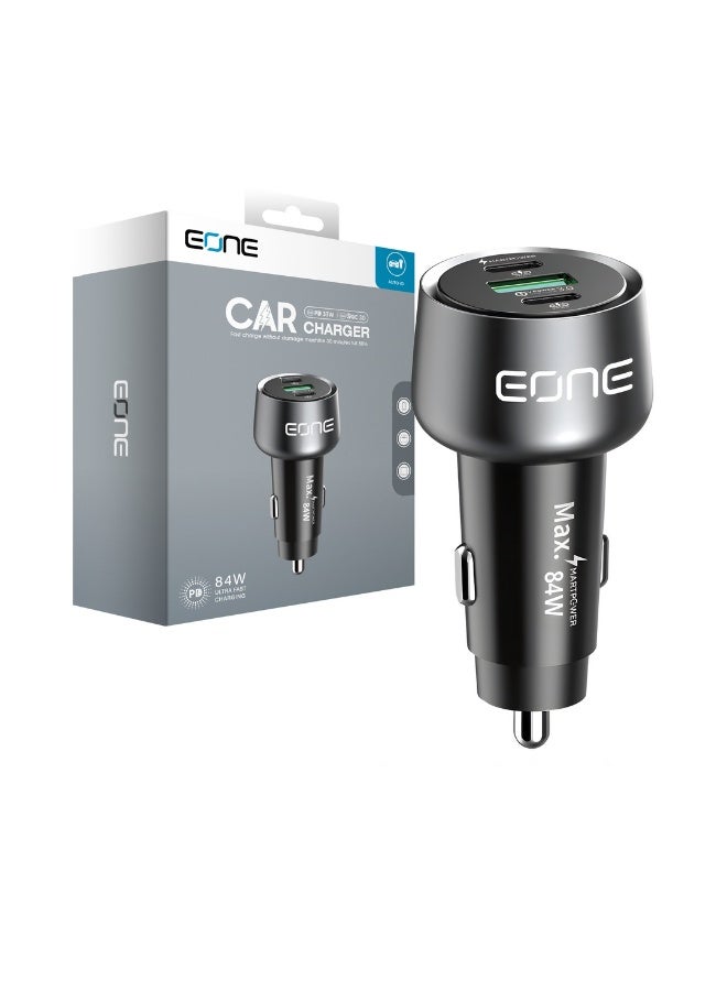 EONE 84W Car Charger Dual Port USB-C PD 30W & USB-A QC3.0, Fast Charging Car Adapter for iPhone, Samsung, Tablet & Devices, High Power Car Charger – Black - Image 4