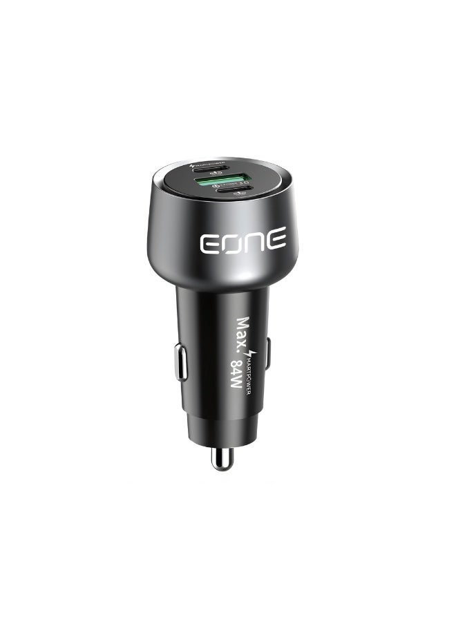 EONE 84W Car Charger Dual Port USB-C PD 30W & USB-A QC3.0, Fast Charging Car Adapter for iPhone, Samsung, Tablet & Devices, High Power Car Charger – Black - Image 1