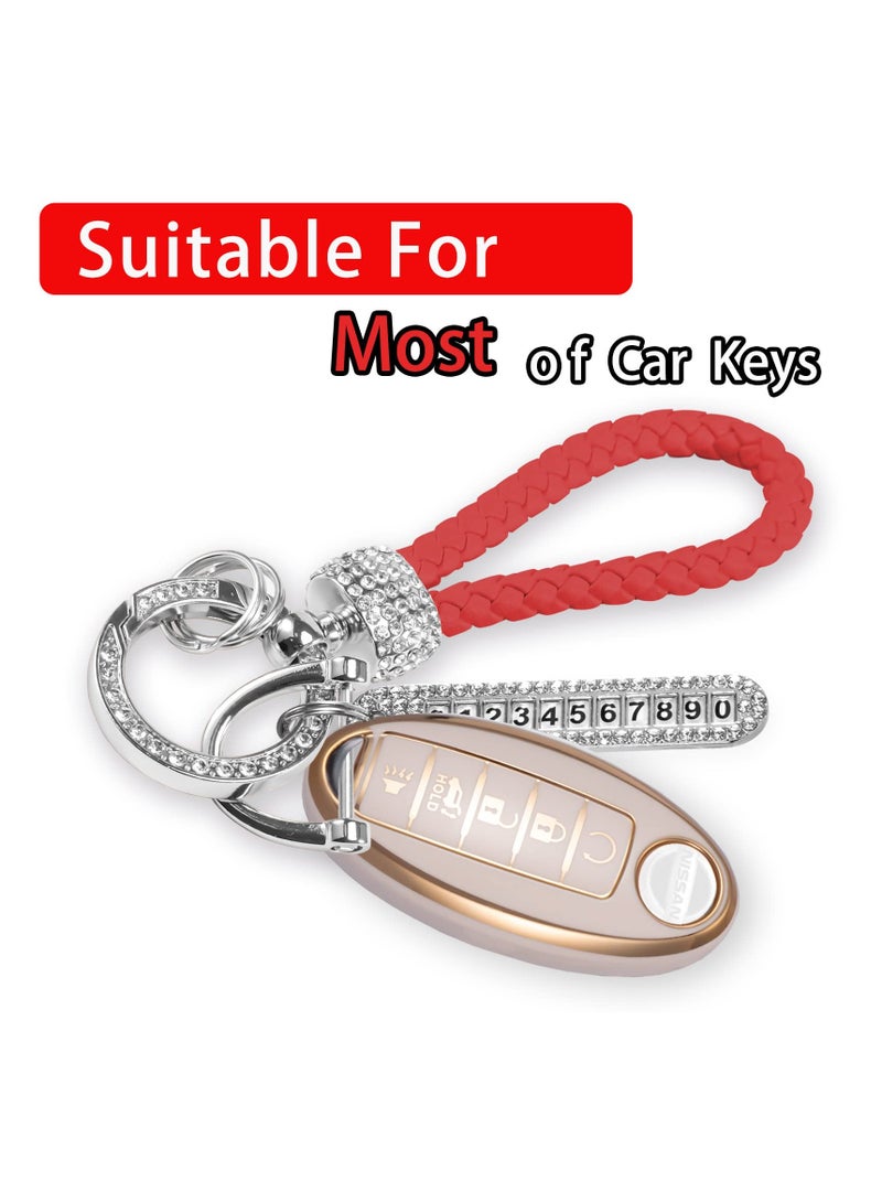 Car Keychain Metal Keychain Ring Gold Glitter Diamond - Image 3