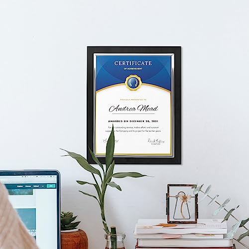 PlaqueMaker 10.5 x 13" Certificate Display Plaque - Offered in Coated Black Wood with an 8.5 x 11" Silver Frame - Slide in Your Diploma, Award Certificate, Award of Achievement, Class Photo, and More - Image 2