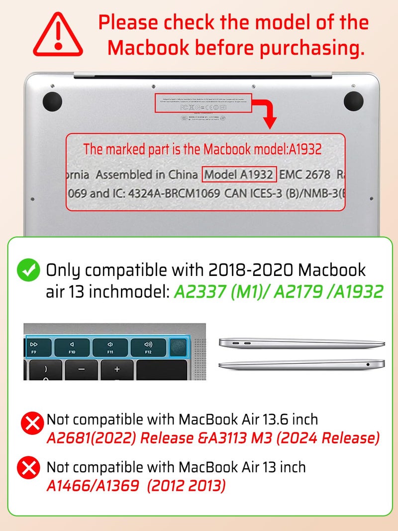 Seorsok Compatible with MacBook Air 13 Inch Case 2022-2018 Release A1932 A2179 M1 A2337,Elegant Leather Plastic Hard Shell Case Transparent Keyboard Cover,Pink Woven Fabric No Logo Cutout Design - Image 3