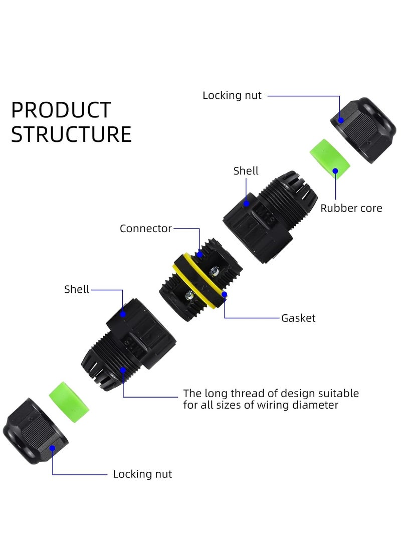 SYOSI IP68 Waterproof 2 Way 4 Pin Junction Box Electrical Cable Connector,5 Pack 24A 400V M20 Wire Range59mm Used for Outdoor Rapid Maintenance Expansion and Extension of Cable Connectors - Image 3