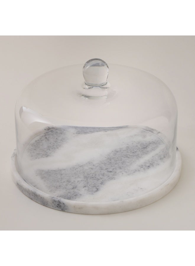 La Mesa Glass Cake Stand With Marble Base 28*20Cm - Image 1