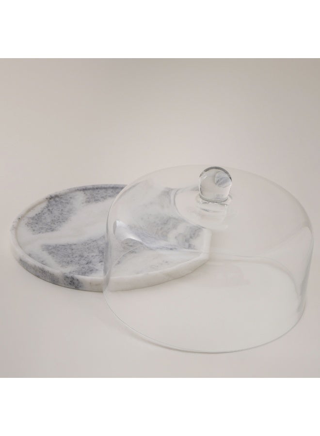 La Mesa Glass Cake Stand With Marble Base 28*20Cm - Image 2
