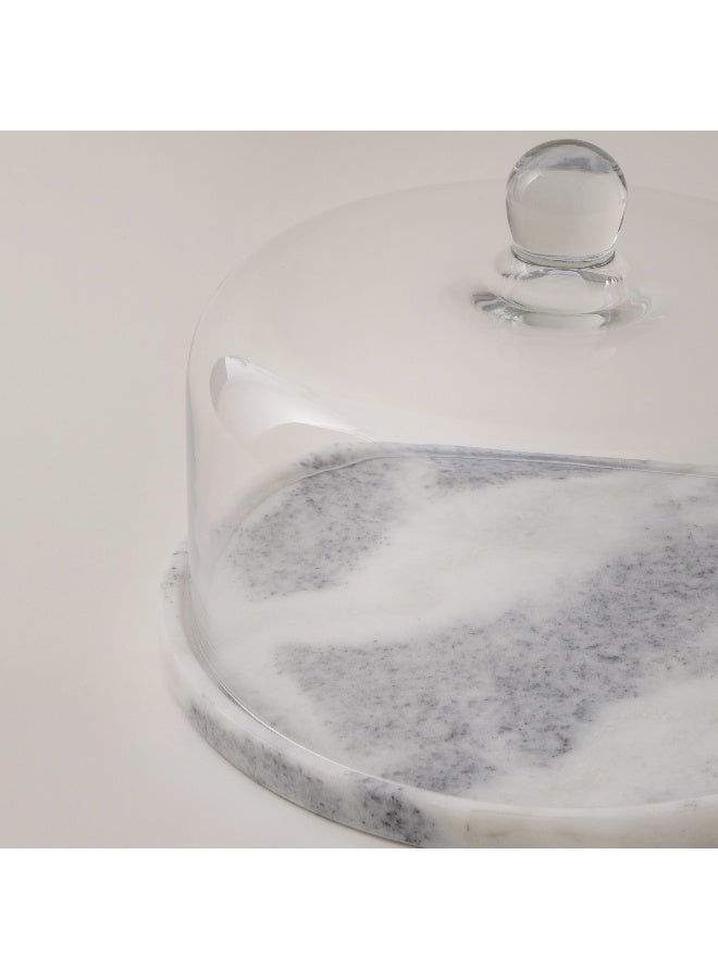 La Mesa Glass Cake Stand With Marble Base 28*20Cm - Image 5