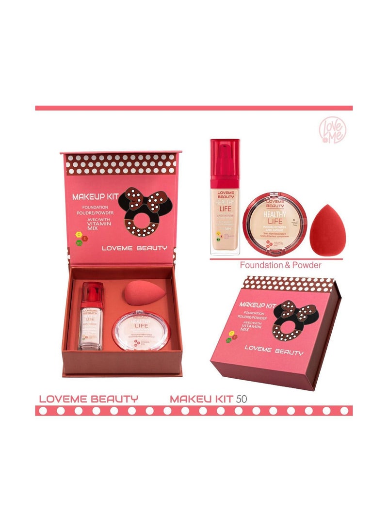 LOVEME BEAUTY Mini Box Consists of 3 Pieces of Face Powder foundation and Beauty Blinder - Image 1