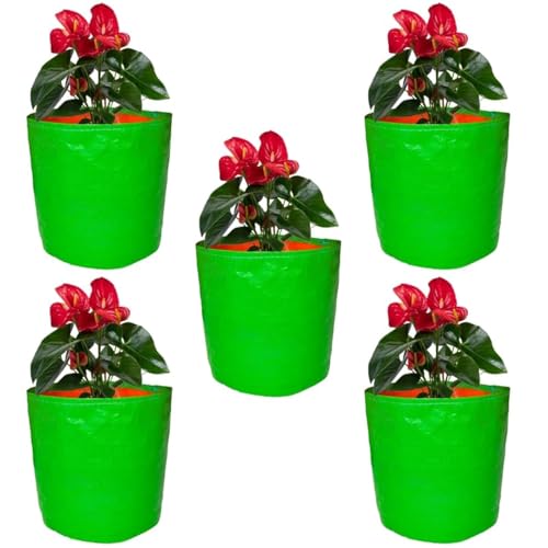 GroWonder Plant Grow Bags 18x18 inches, 230 GSM Strong, Terrace Gardening Vegetable Planting Pots, Woven Fabric Leafy Fruits Growing Containers, Pack of 5 - Image 1
