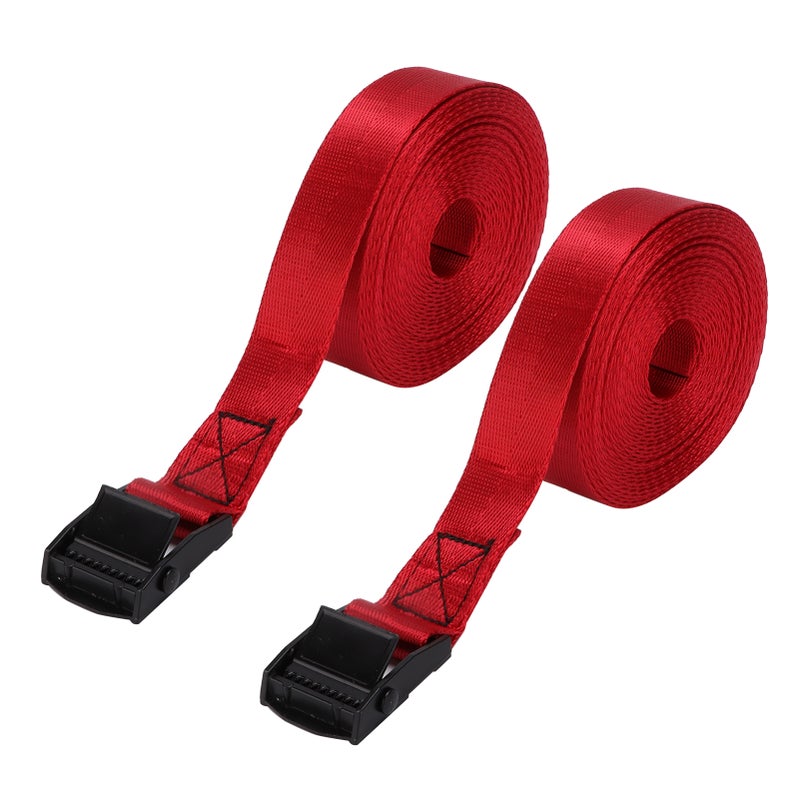 2pcs Tie Down Strap Black Zinc Alloy Press Buckle Bandage 25mm Binding Red Wine Rope1 Meter - Image 1