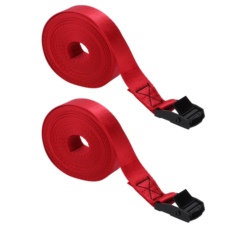 2pcs Tie Down Strap Black Zinc Alloy Press Buckle Bandage 25mm Binding Red Wine Rope1 Meter - Image 2