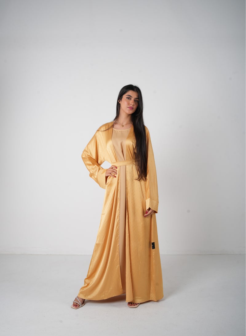 JAMEELA Gold Bling Open Abaya 3 pieces Set - Image 3