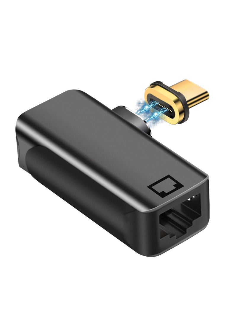 SYOSI USB-C Ethernet Magnetic Adapter 90 Degree 24-Pin Type C to RJ45 Gigabit Lan Connector USB C 1000Mbps Network Adapter for Windows Android Mac OS  - Image 1