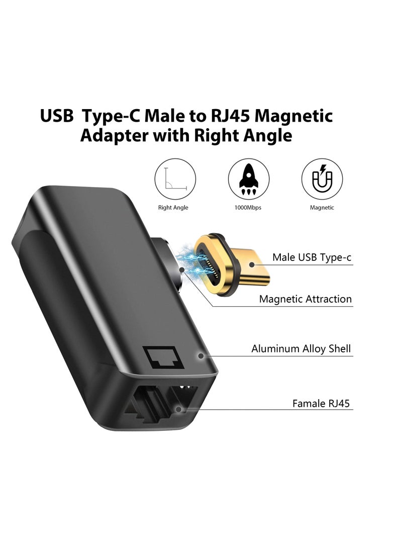 SYOSI USB-C Ethernet Magnetic Adapter 90 Degree 24-Pin Type C to RJ45 Gigabit Lan Connector USB C 1000Mbps Network Adapter for Windows Android Mac OS  - Image 2