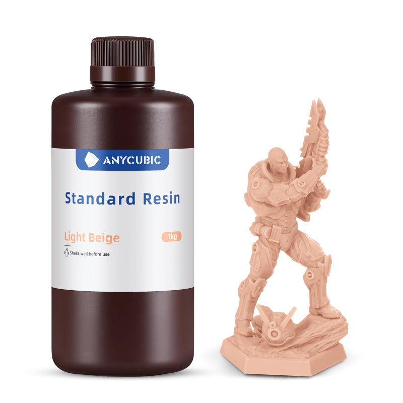 Anycubic ANYCUBIC 3D Printer Resin, 405nm SLA UV-Curing Resin, High Precision & Rapid Photopolymer for LCD/DLP/SLA 3D Printing (Light Beige, 1kg) - Image 1
