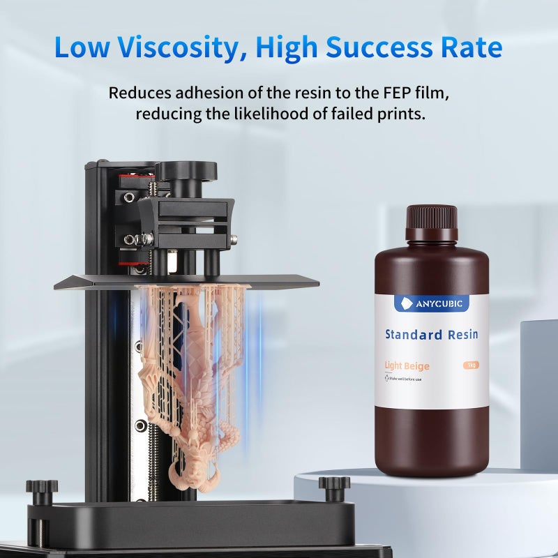 ANYCUBIC 3D Printer Resin, 405nm SLA UV-Curing Resin with High Precision and Quick Curing & Excellent Fluidity for LCD 3D Printing (Light Beige, 1kg) - Image 3