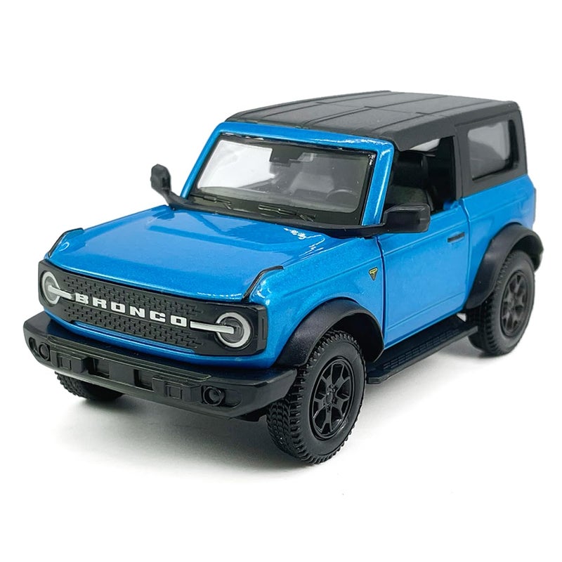 Metanyl 2-Door Bronco Badlands Model Car 1/36 Scale Diecast Toy Cars Metal Alloy Childrens Vehicles  Pull Back Doors Open  Black Rim  Mens Collection  Kids Toys for Boys Gifts  Cake Topper Home D?cor  Blue - Image 1