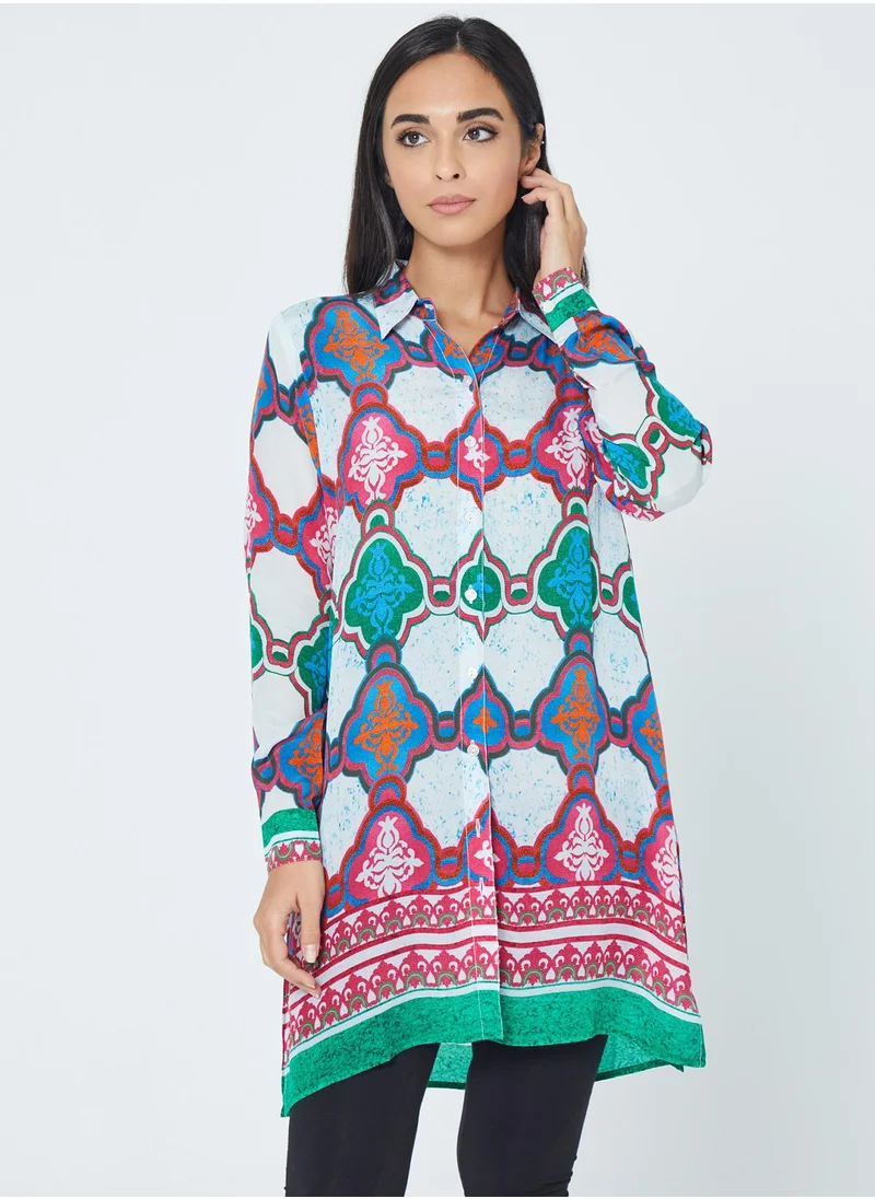 كوتور لابس Moroccan Print Shirt Dress