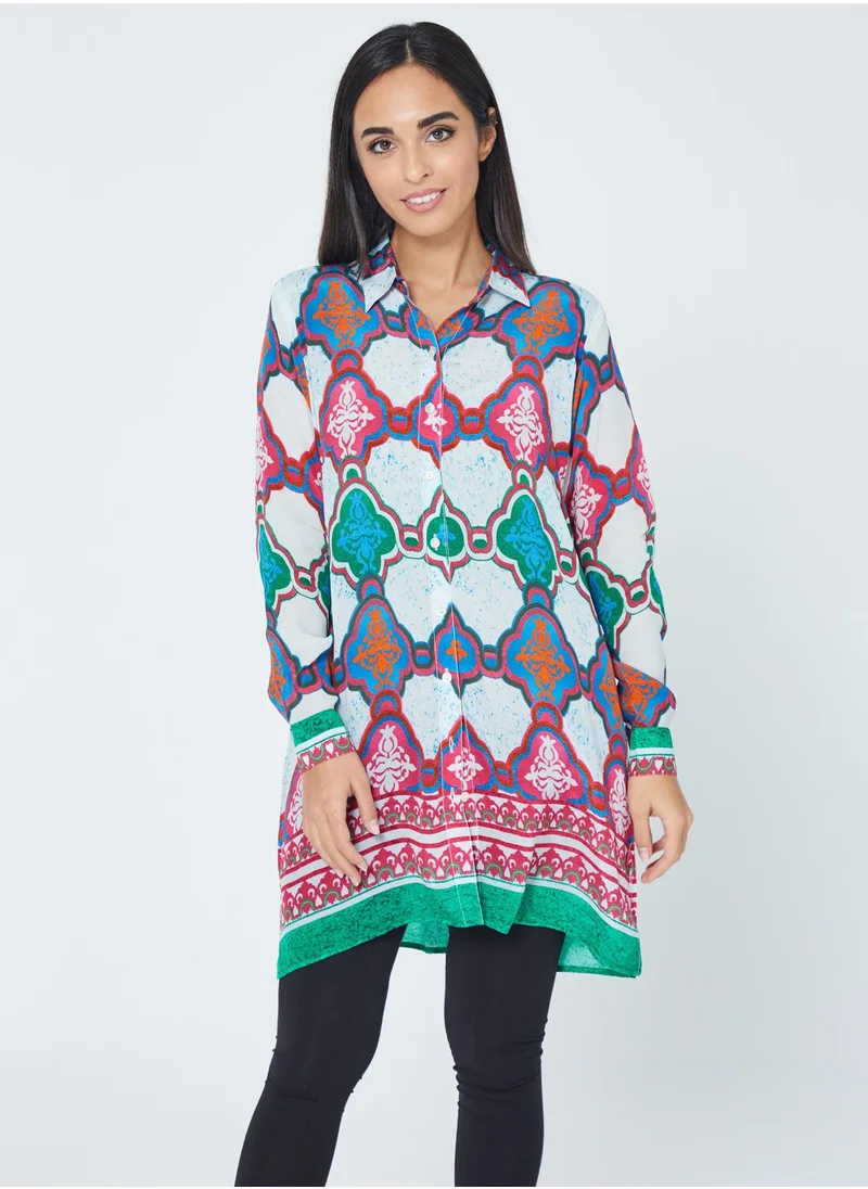 كوتور لابس Moroccan Print Shirt Dress