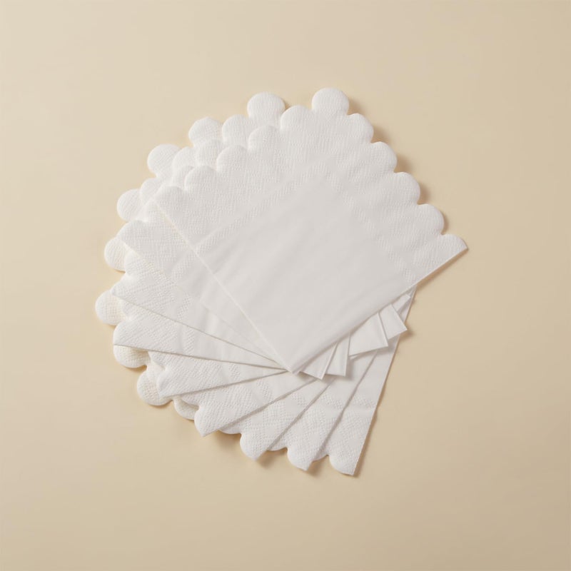 BEFORYOU 100 Pack Cocktail Napkin 2-Ply Scalloped Edged Dessert Napkins Folded 5 x 5 Inches Disposable Napkins for Dinner Wedding Birthday Party Bridal Anniversary Reception Event (White) - Image 5