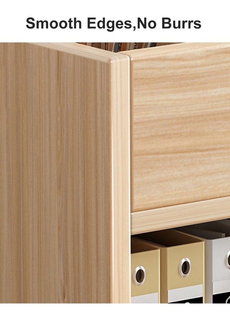 JANTENS - JANTENS Wooden Desktop Bookshelf,Desktop Organizer Office Storage Rack,Office Supplies Shelf Stand Shelf Rack,Simple Notebook Storage Shelf 60*18*45cm Beige - Image 1