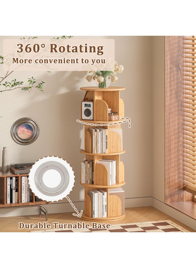 فامابي رف كتب دائري دوار 360 درجة، منظم كتب بثلاثة أو أربعة أرفف، رف تخزين قائم في الزاوية للمنزل أو المكتب، خزانة كتب طويلة وضيقة للمساحات الصغيرة، غرفة النوم، غرفة الأطفال - Image 3
