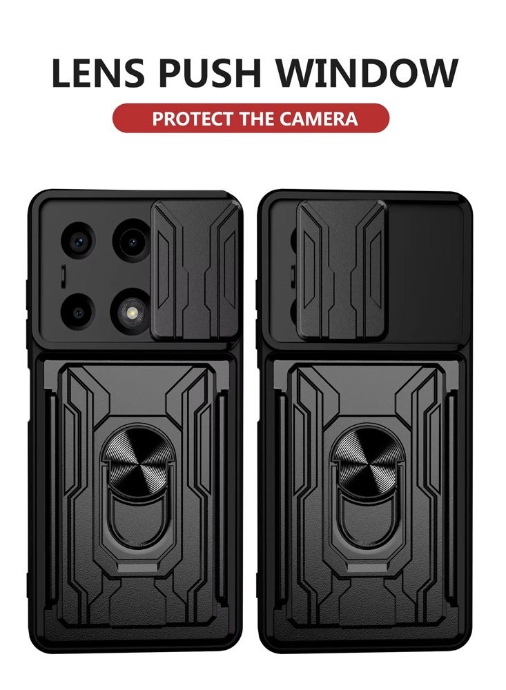 Techie Xiaomi Redmi Note 13 5G Slide Armor Case with 360° Ring, Magnetic Stand, Card Holder, Camera Shield & Mil-Grade Drop Protection - Image 2