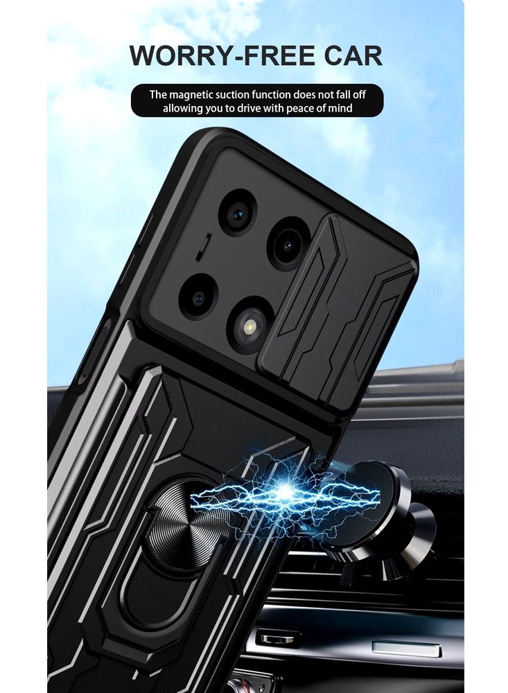 Techie Xiaomi Redmi Note 13 5G Slide Armor Case with 360° Ring, Magnetic Stand, Card Holder, Camera Shield & Mil-Grade Drop Protection - Image 3