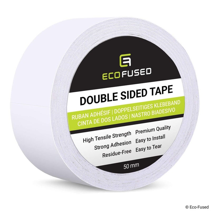 EcoFused Premium Double Sided Adhesive Tape for Arts and Crafts DIY and Office Quick and Easy to Use on Paper Glass Plastic Wood Metal and Fabric 1 Roll 197 X 27 Yards