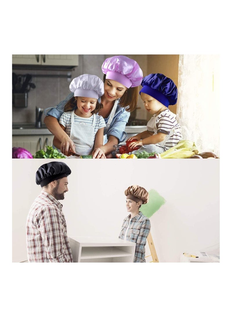 NIBEMINENT 8 Pieces Sleep Caps Women Satin Bonnets Sleeping Hair Loss Cap Salon Night for Colours Elastic Stain Bonnet Hat Shower - Image 4
