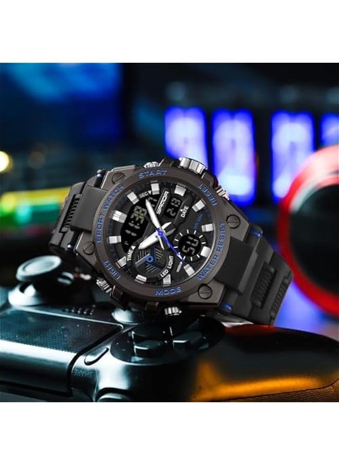 Mens Watches Military Tactical Watch for Men Digital Sports Electronics Relojes para Hombres Outdoor Stopwatch Waterproof Large Face Dual Dial Time Blue - pzsku/ZCC5BA0614A44FDD519C7Z/45/_/1739780031/86afdf2c-a01c-4eb7-b141-b9ff5afe1468