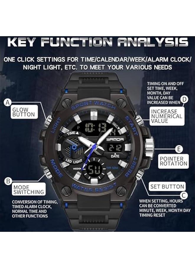 Mens Watches Military Tactical Watch for Men Digital Sports Electronics Relojes para Hombres Outdoor Stopwatch Waterproof Large Face Dual Dial Time Blue - pzsku/ZCC5BA0614A44FDD519C7Z/45/_/1739780132/cea56e81-3d44-4c53-8d47-a96fb961acd8