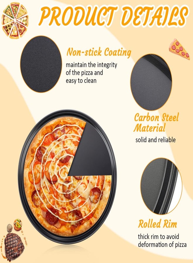 Meanplan 8 Pcs Non Stick Bakeware Pizza Pan Round Pan for Oven Carbon Steel Oven Tray Pie Baking for Home Restaurant Kitchen Baking Supplies, Black(10 Inch) - Image 3