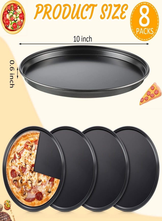 Meanplan 8 Pcs Non Stick Bakeware Pizza Pan Round Pan for Oven Carbon Steel Oven Tray Pie Baking for Home Restaurant Kitchen Baking Supplies, Black(10 Inch) - Image 2