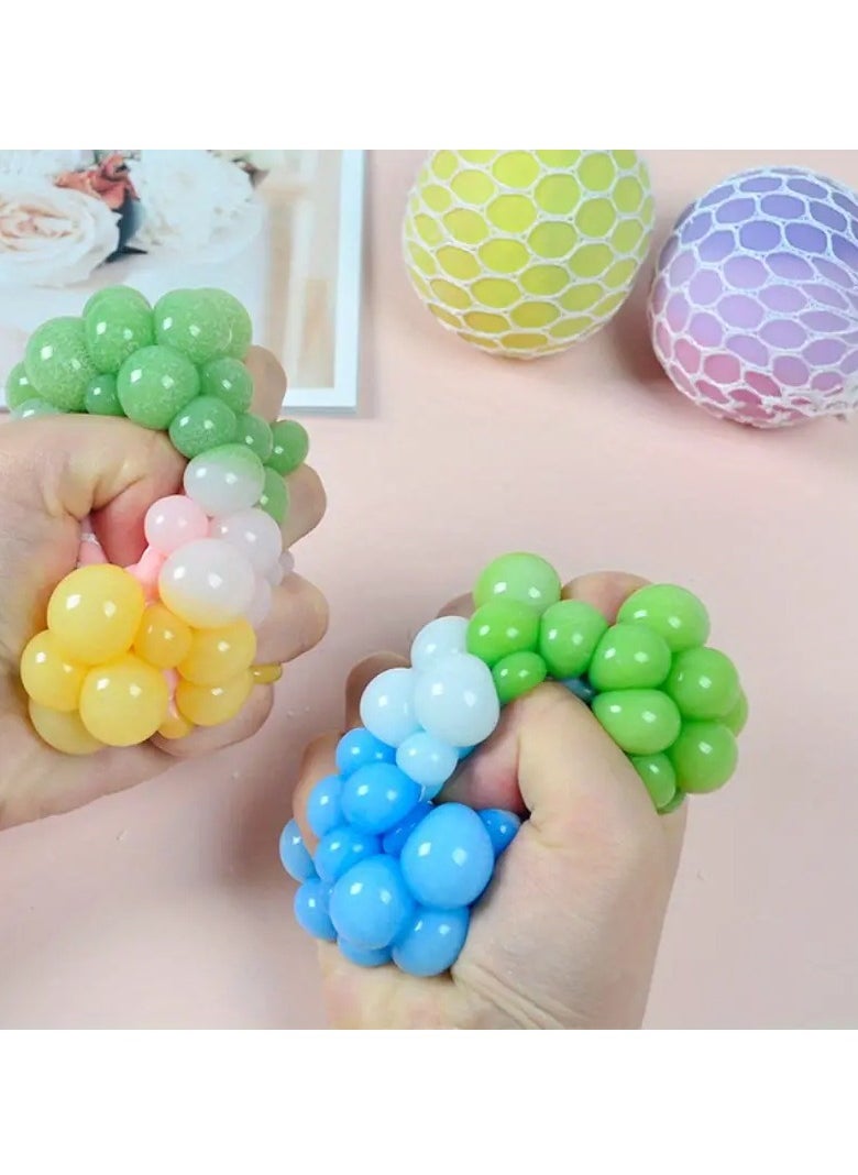 Color-Changing Grape Squeeze Ball – Durable Stress Relief Toy with Soft Mesh Design, Ideal for Sensory Play, Anxiety Relief, and Interactive Fun for Kids, Adults, and Pets