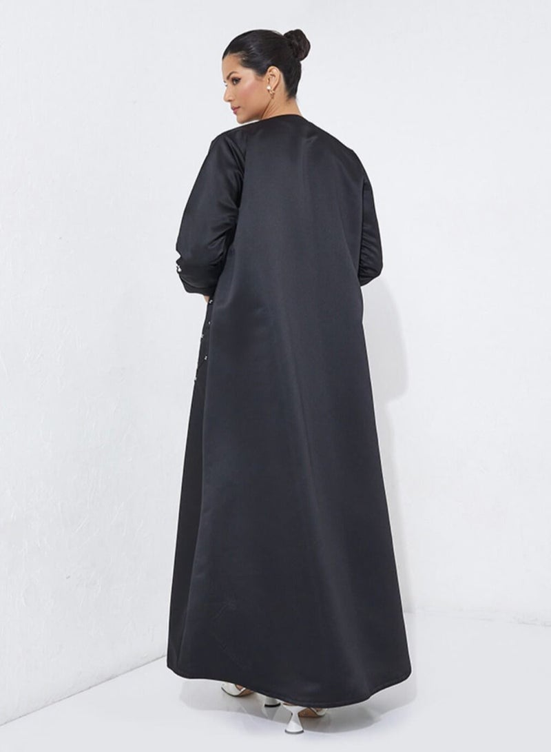 Rosette Abaya Royal Abaya with Embroidered & Collar Style - Image 3