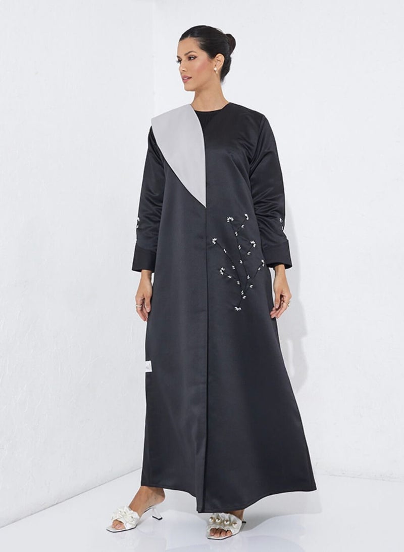 Rosette Abaya Royal Abaya with Embroidered & Collar Style - Image 1