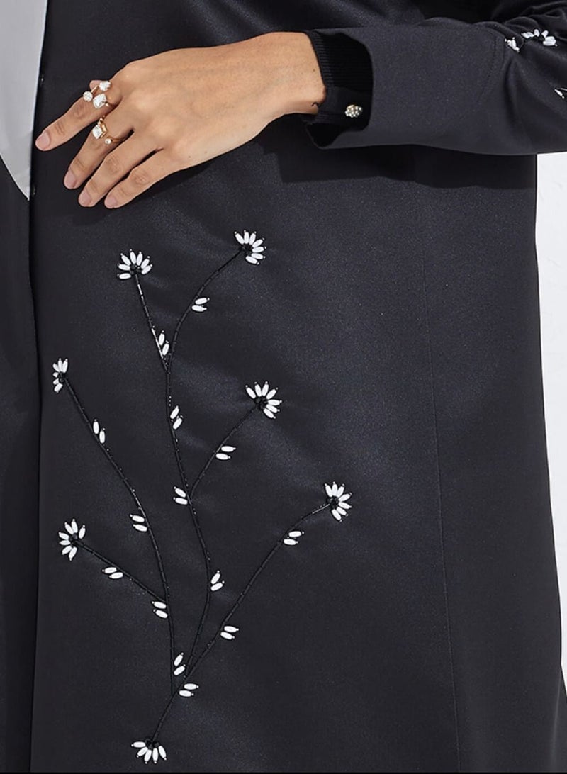 Rosette Abaya Royal Abaya with Embroidered & Collar Style - Image 2