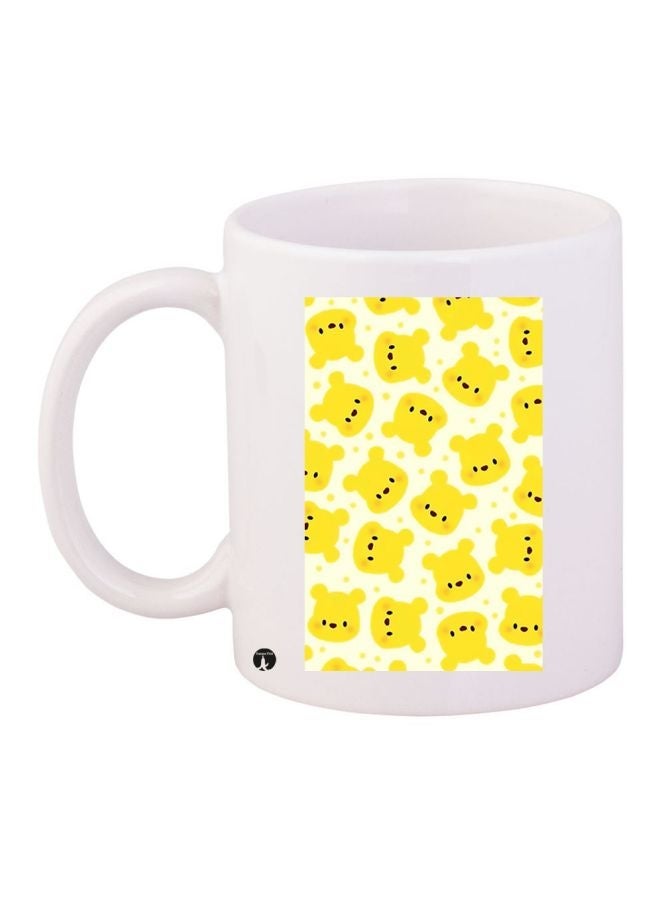 RYN Cartoon Printed Coffee Mug White/Yellow/Black 11ounce