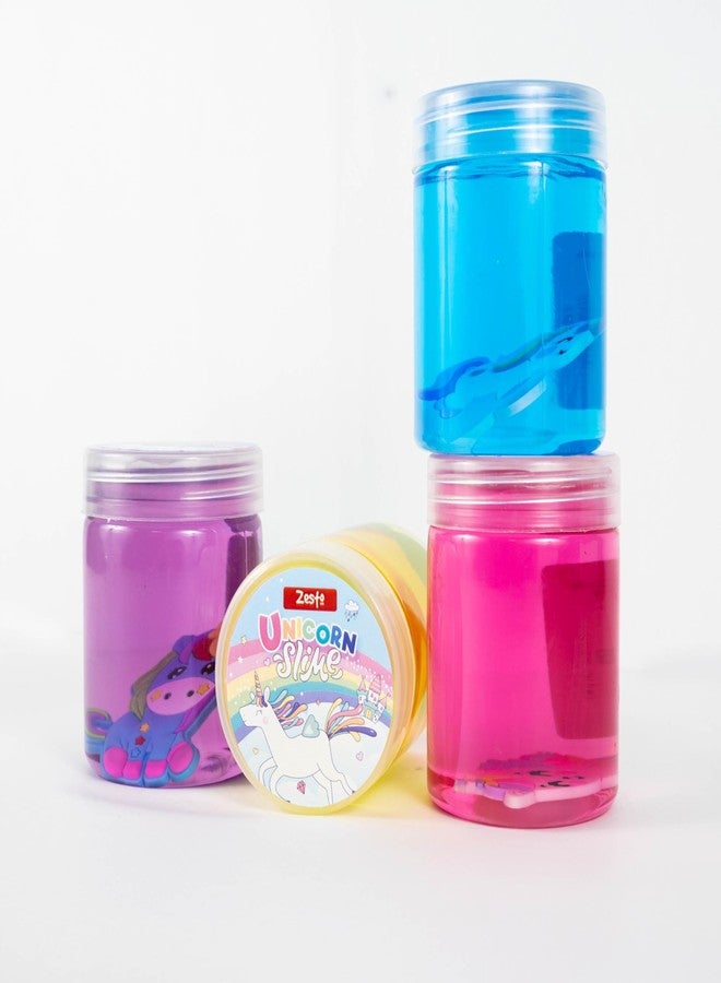 Zesto Slime (Pack of 4) Unicorn Theme Multicolor Scented with Toys Inside Jar | DIY Kit for Boys, Girls, Kids 3 to 10 Years (500 gm) | Birthday Return Gift for Children | Soft Stretchy Toy - Unicorn - Image 4