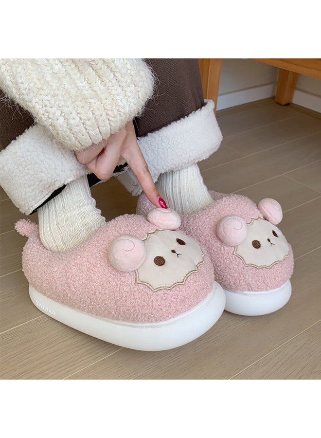 Xixitiao All-over Sheep Wool Cotton Shoes, Indoor Comfortable Non-slip Soft-soled Cotton Shoes For Women, Pink, Size 38-39 - Image 3
