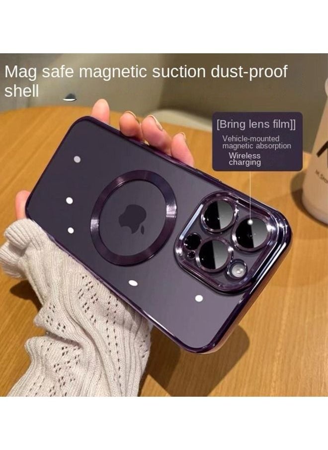 iPhone 14 Pro Max Case Electroplated Dustproof Magnetic Phone Case Purple