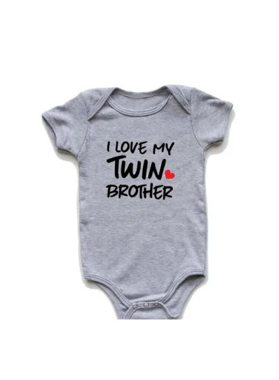 Matching Family Outfits I Love My Twin Brother Sister Printed Romper