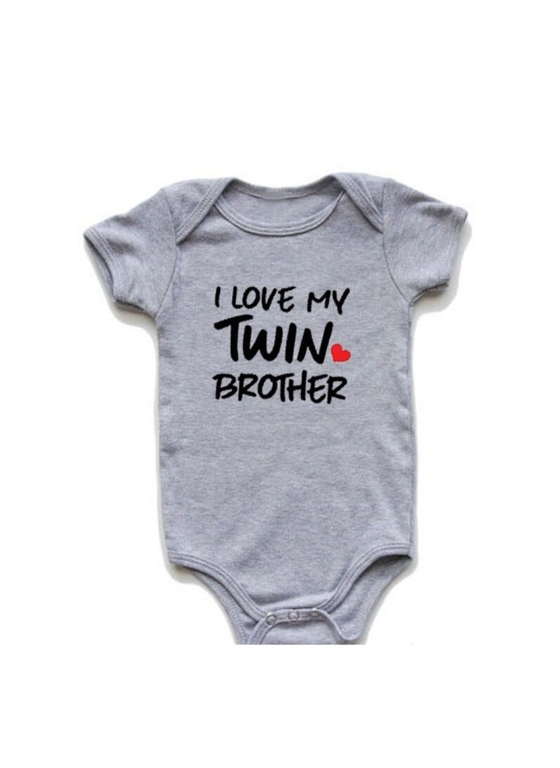 Matching Family Outfits I Love My Twin Brother Sister Printed Romper  - Image 1