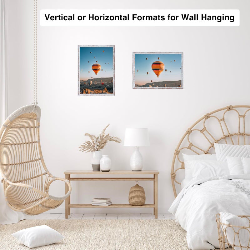 JCJMY 5.5x8.5 Picture Frame Set of 6 Rustic White for Wall Hanging or Tabletop  Wall Mounting Horizontally or Vertically  5.5 x 8.5 Wall Photo Frame with Shatter Resistant Plexiglass  6 Pack  Rustic White